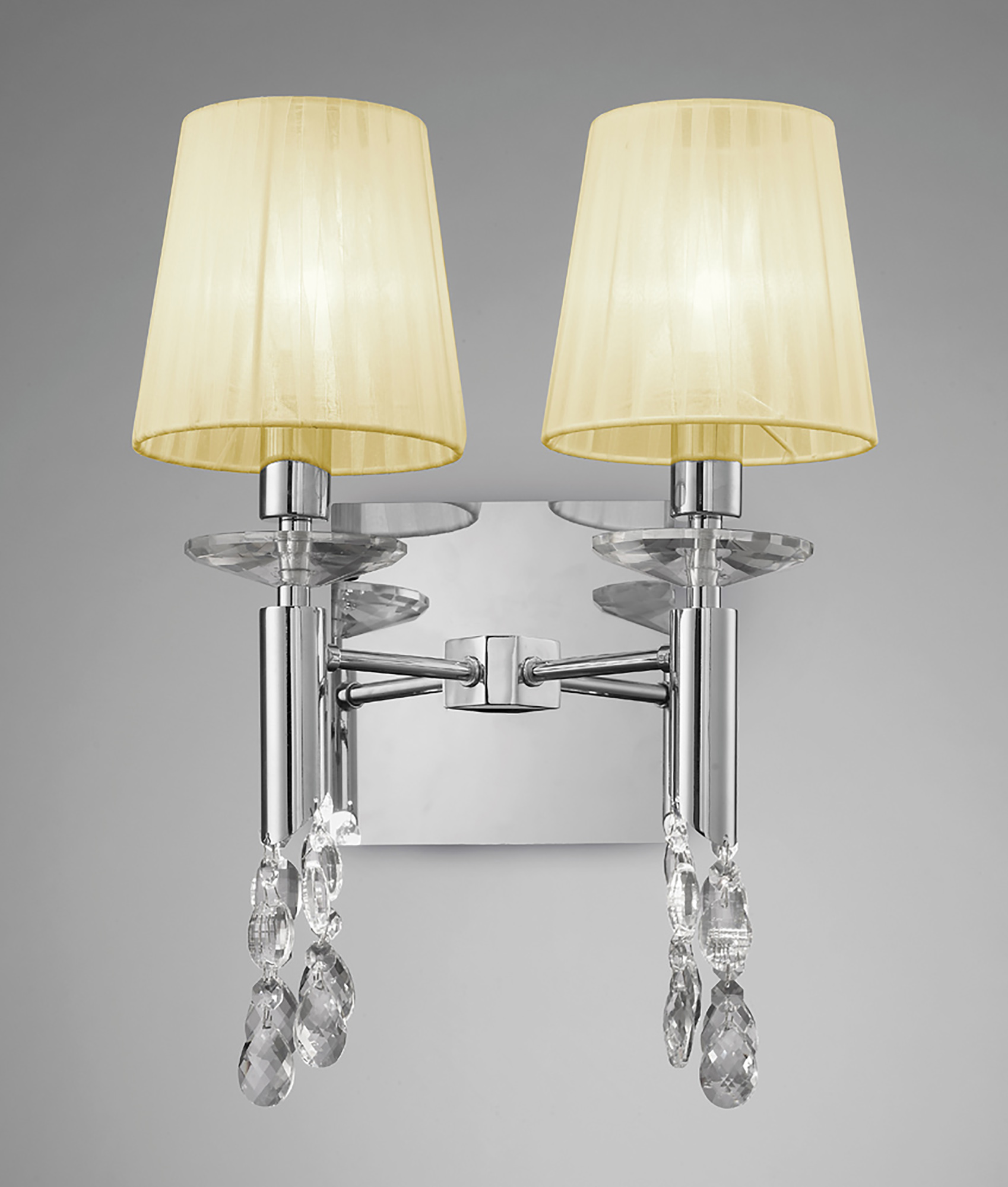 Tiffany Polished Chrome-Cream Crystal Wall Lights Mantra Shaded Wall Lights